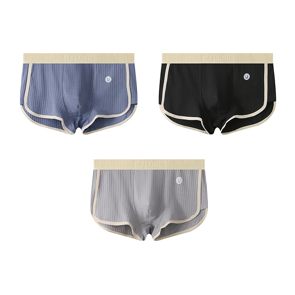 Men's Boxer Briefs Set with Ribbed Contrast Trim 5