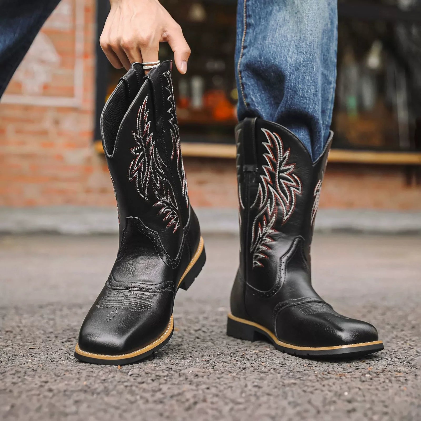 Men's Cowboystøvler Vestlig Stil Med Spiss Tå 2