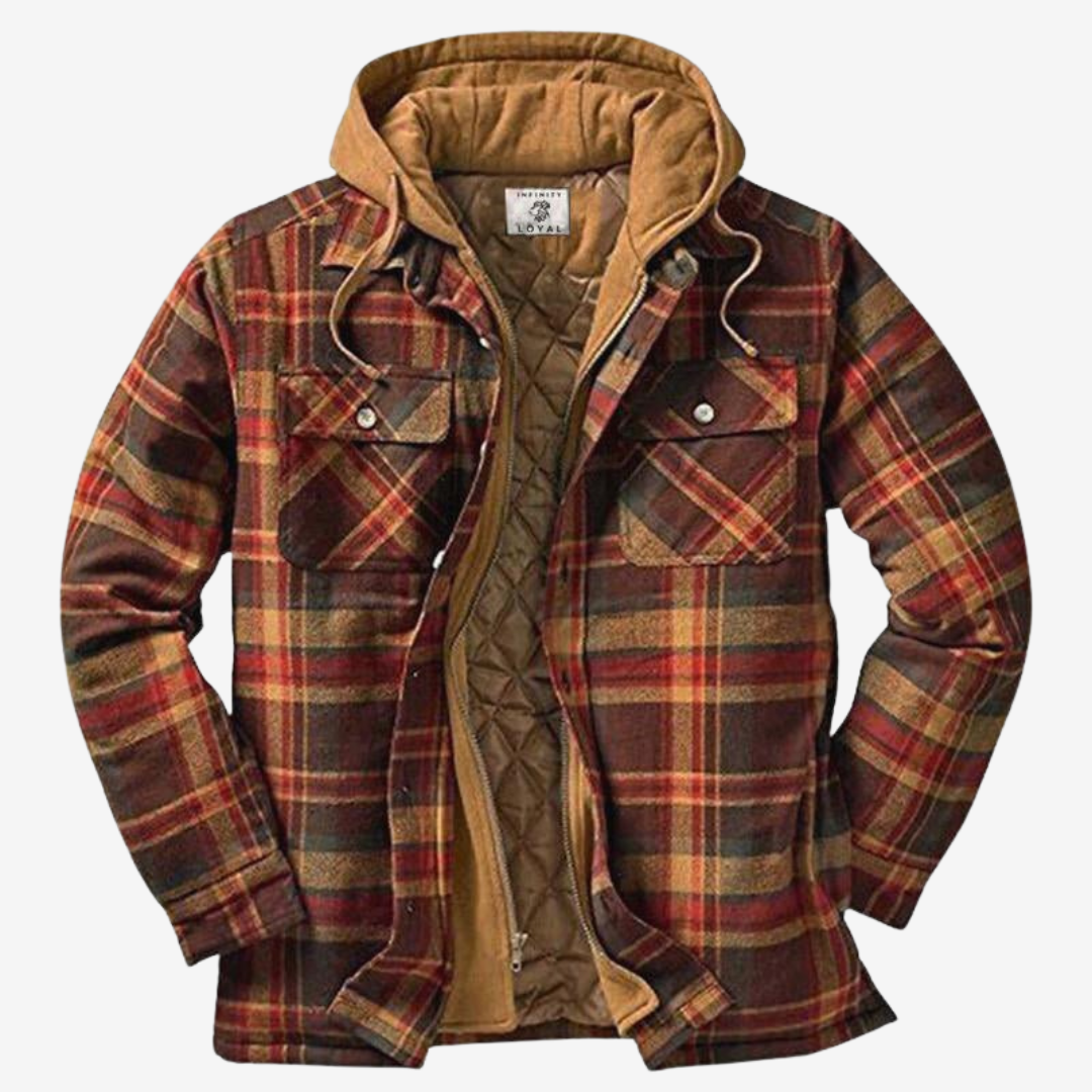 Men's Quilted Jacket with Checked Hood 1