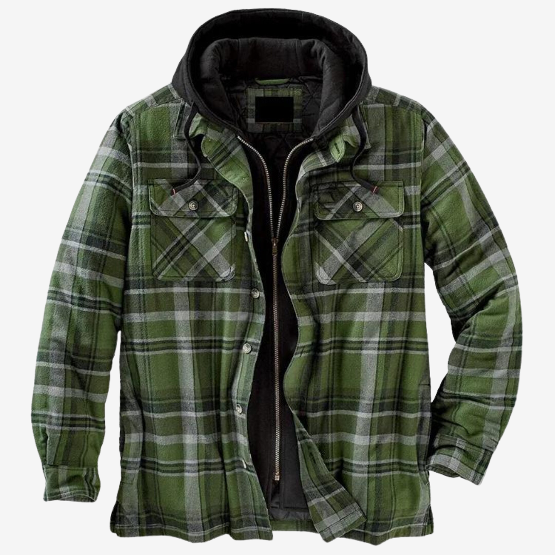 Men's Quilted Jacket with Checked Hood 3