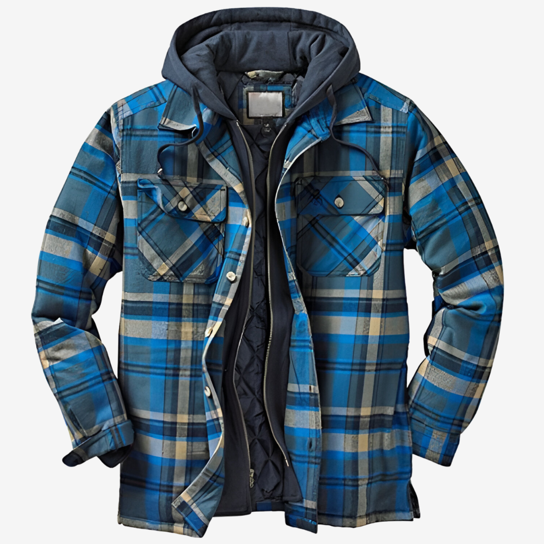 Men's Quilted Jacket with Checked Hood 4