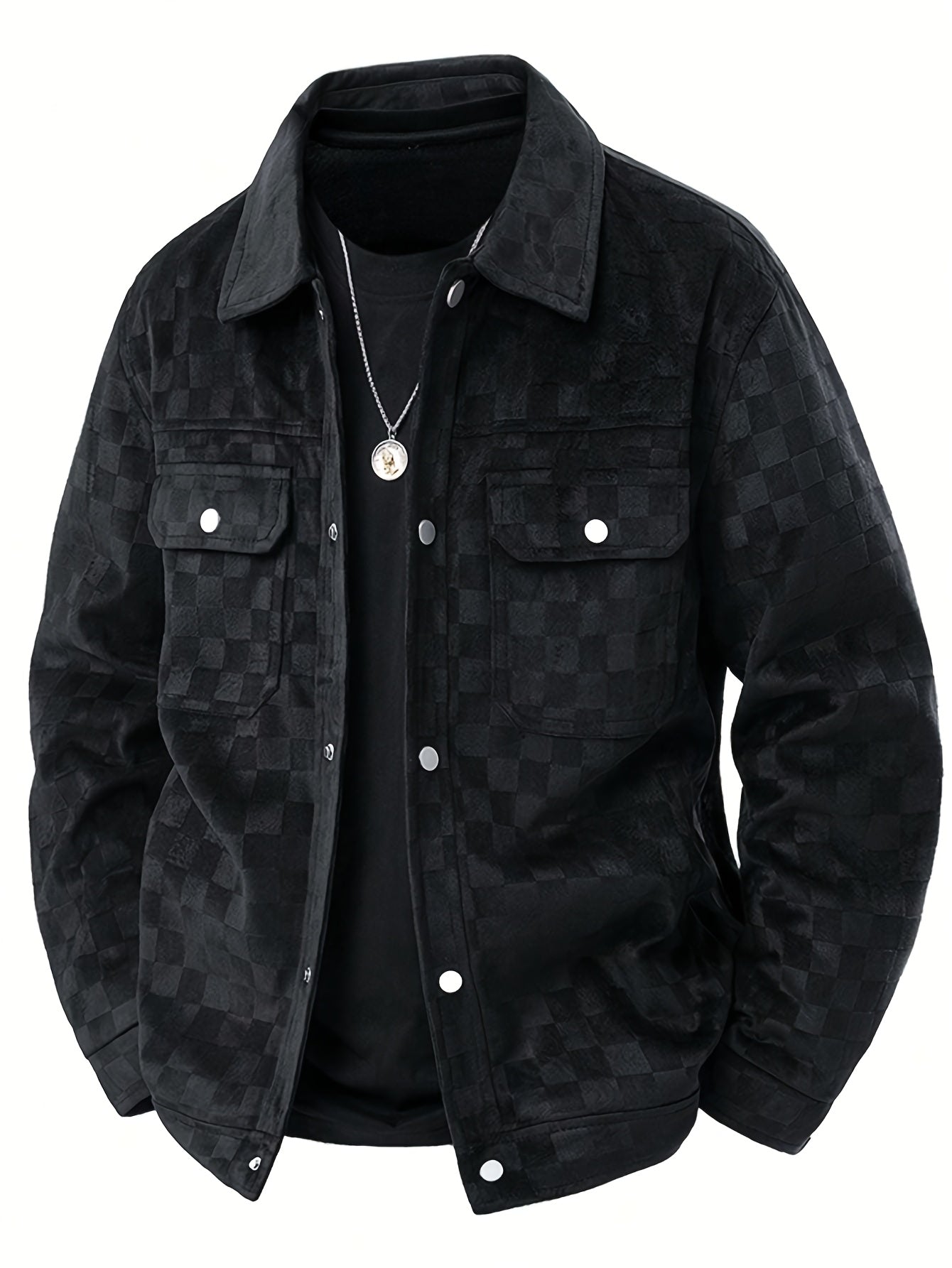 Men's Trucker Jacket with Classic Check Pattern 0