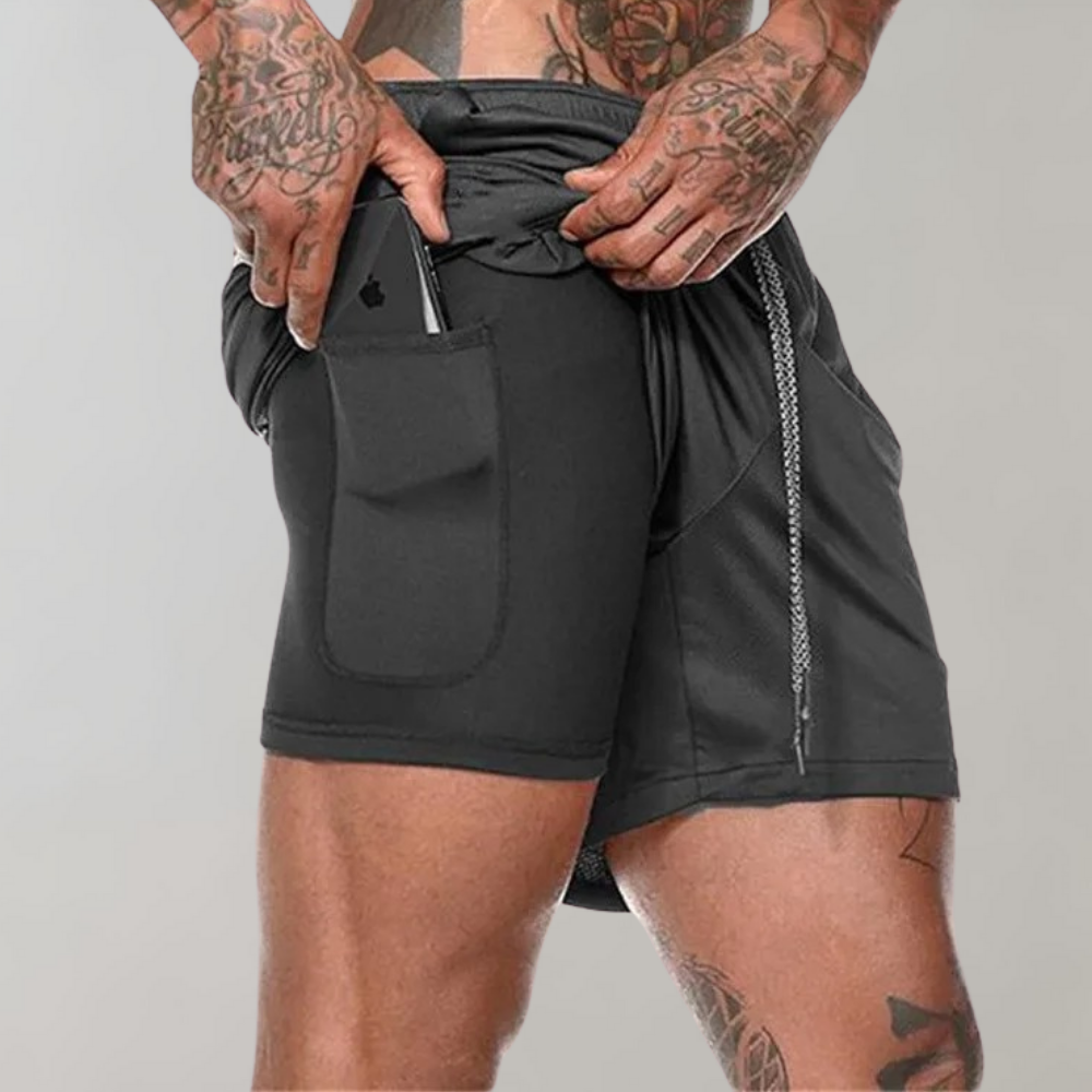 Menns 2-i-1 Fitness-Shorts 2