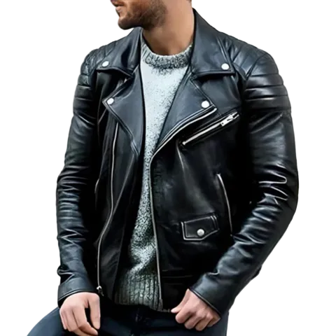 Menns Bikerjakke Klassisk Stil 0