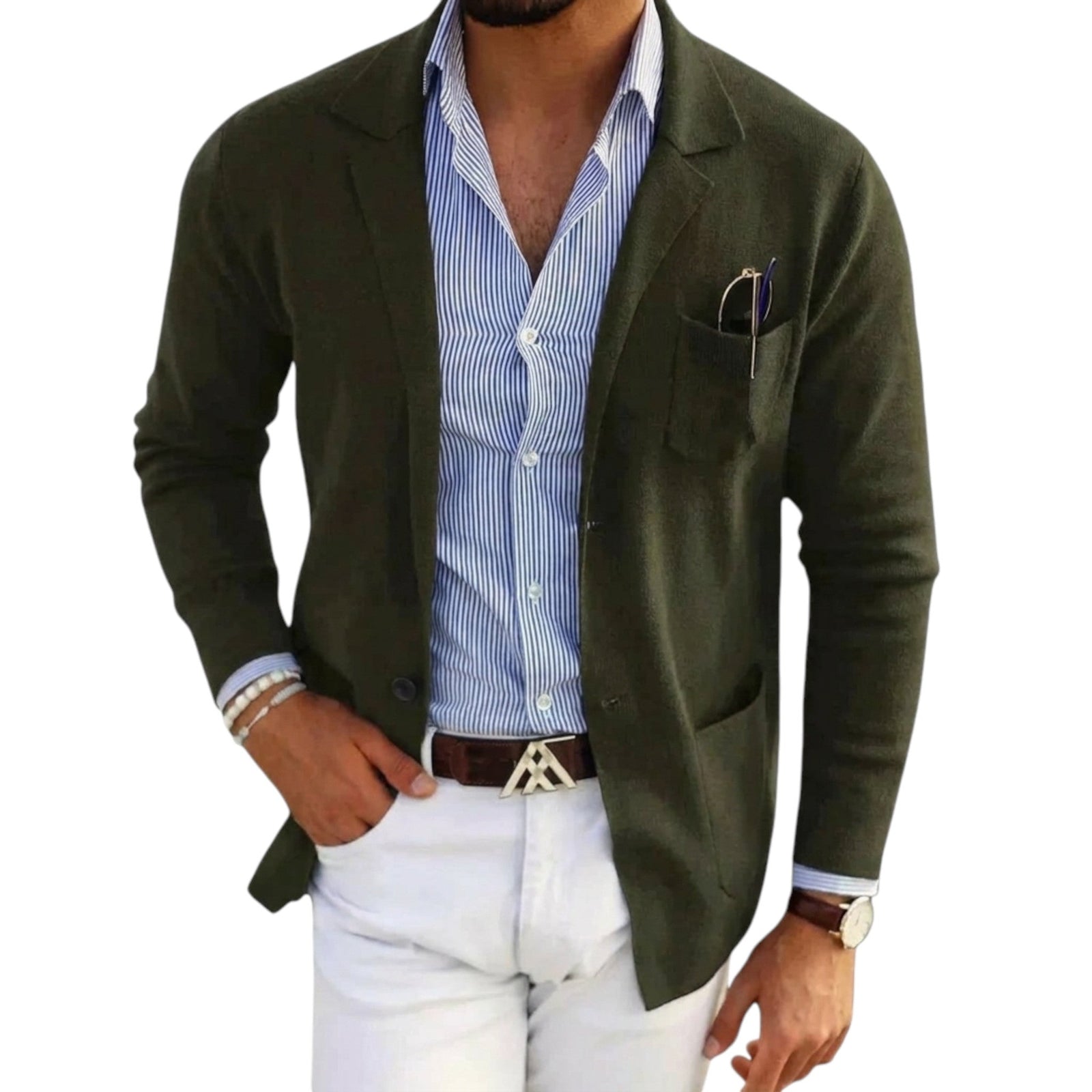 Menns Blazer med Jakkekrage Klassisk Stil 7