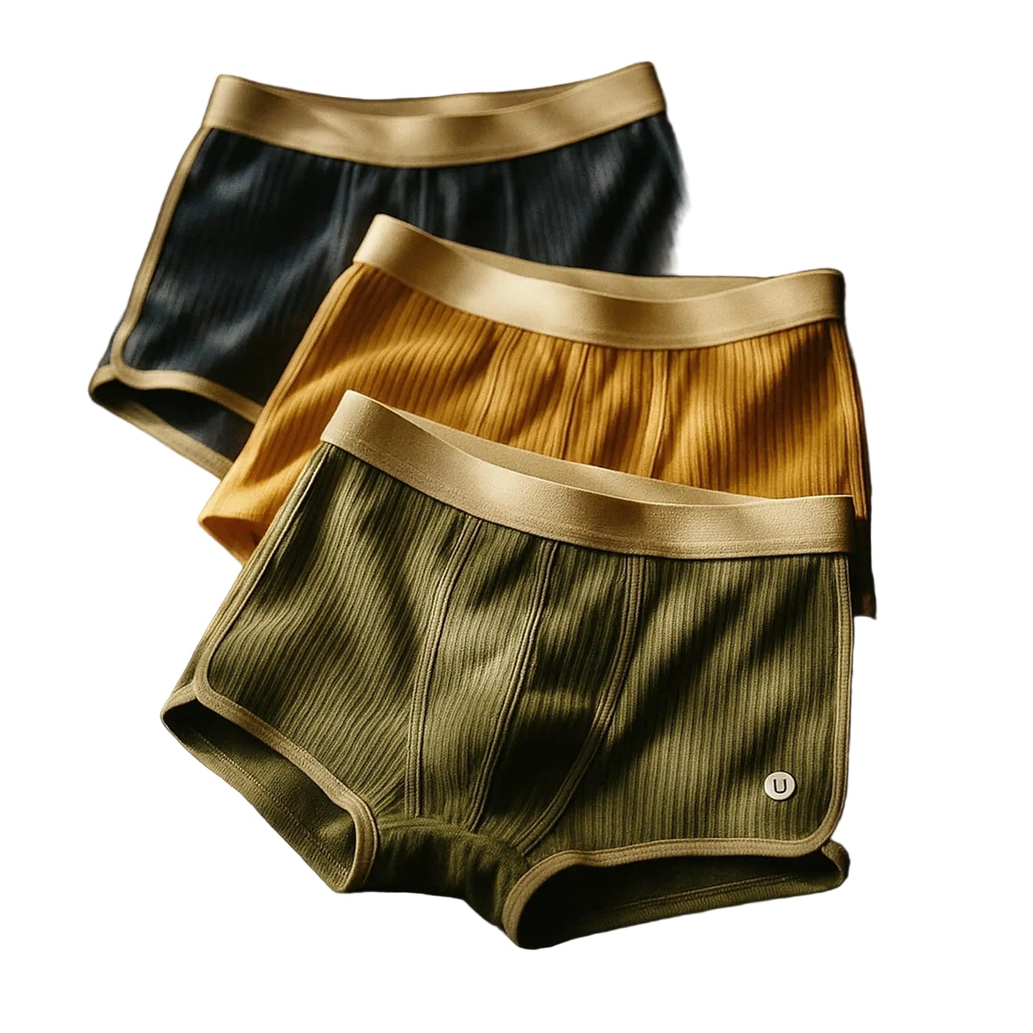 Menns Boksershorts Tredelt Sett Med Ribbet Design 0