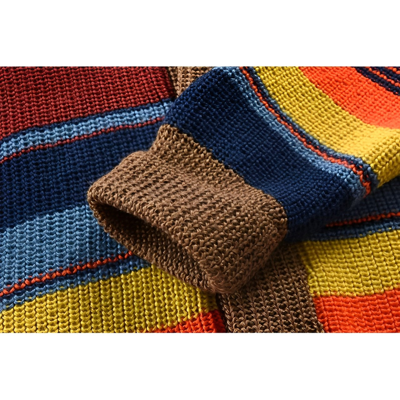 Menns Cardigan med Retro Fargeblokk 5