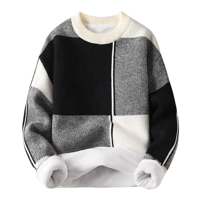 Menns Crewneck Genser med Colorblock Design 0