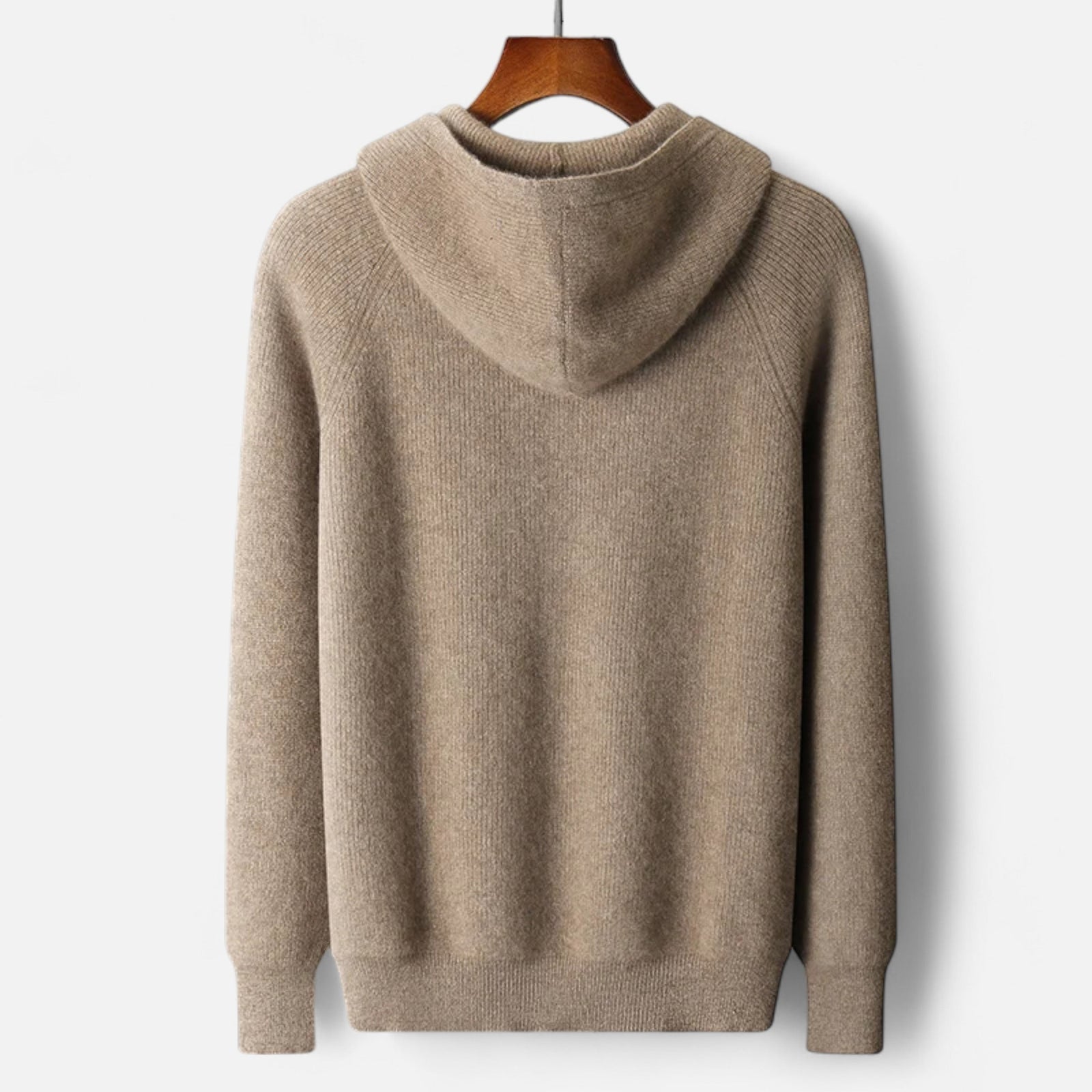 Menns Hettegenser med Glidelås i Merino Ull 7