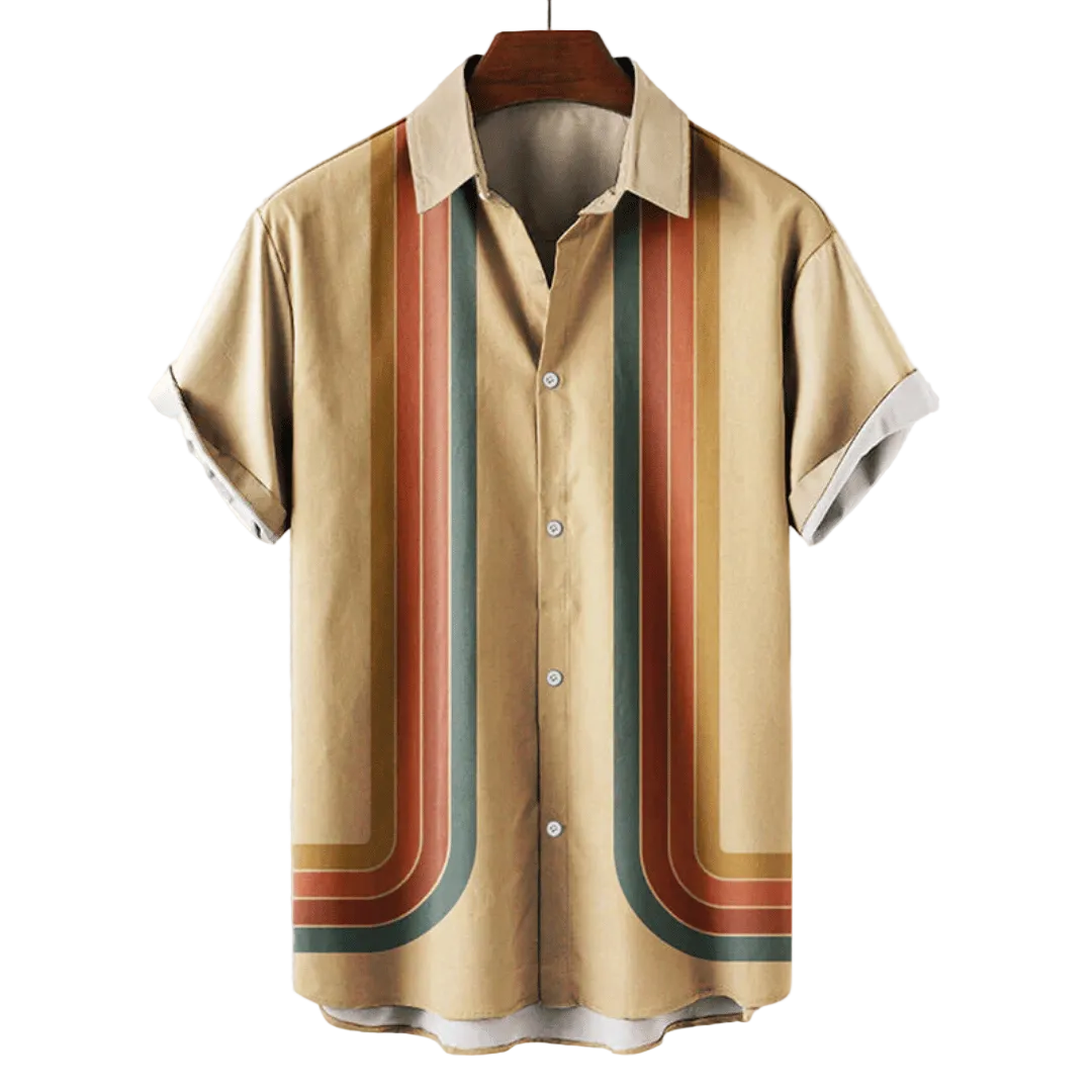 Menns Retro Sommerskjorte Stripete Design 0