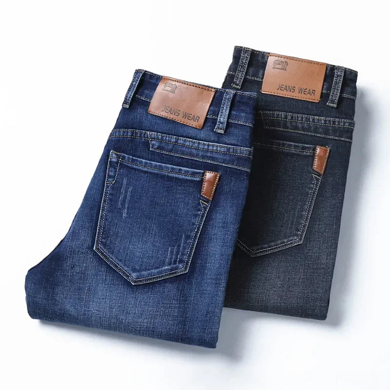 Menns Slim Fit Jeans Steinvasket 5