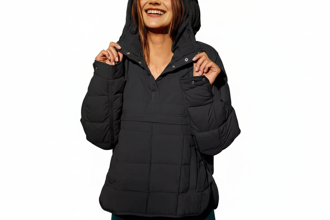 Plus Size Hettegenser med Pufferjakke til Dame