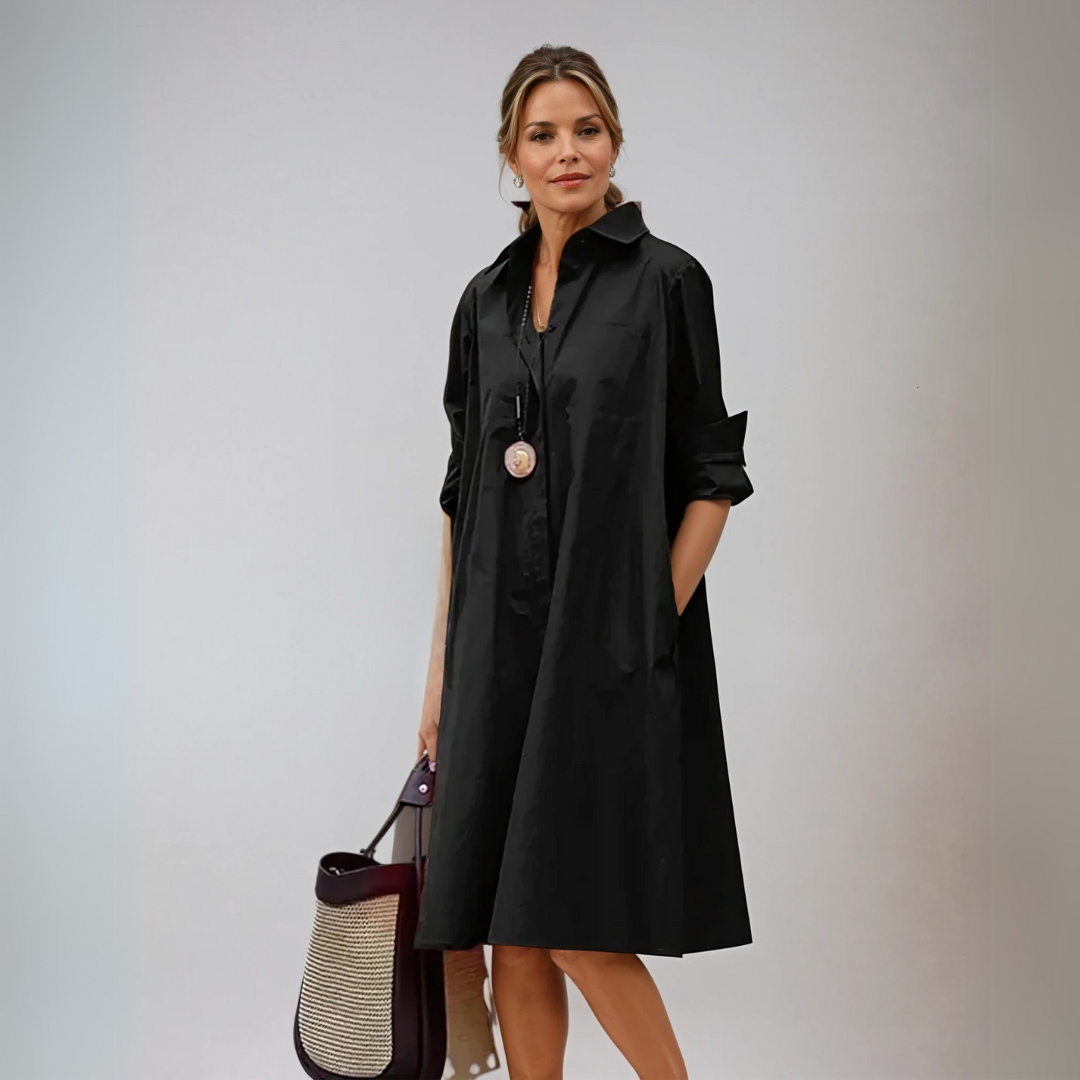 Oversize Skjorte Kjole for Damer i Sort 3