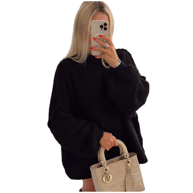 Oversize Strikkegenser Dame med Ståkrage - Komfortabel og Tidløs Fashion 0