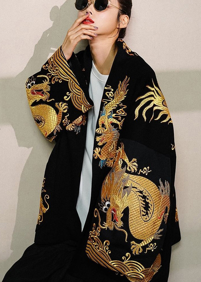 Oversized Cardigan Jakke med Dragemotiv for Damer 3
