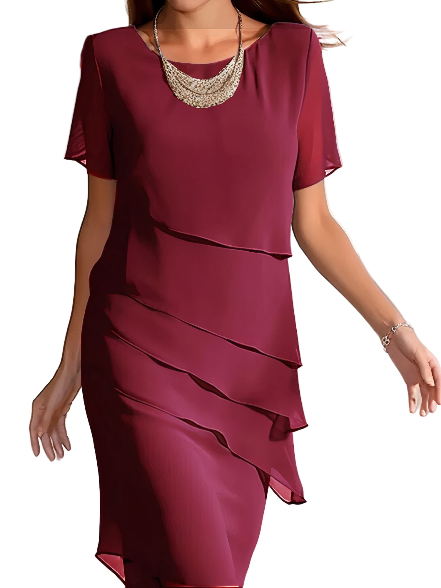 Variant image for Kvinne Chiffon Kjole Gulvlengde Elegant Luftig Stoff-1