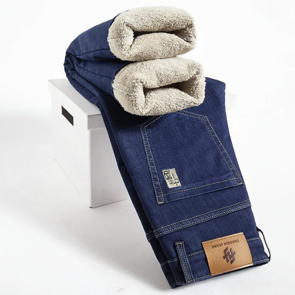 Rette herrebukser i lammeskinnsdenimstil 0