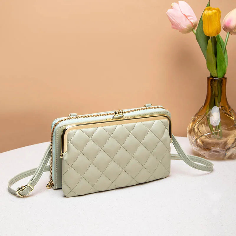 Dame Crossbody Veske Kompakt Vegansk Lær Justerbar Rem 5