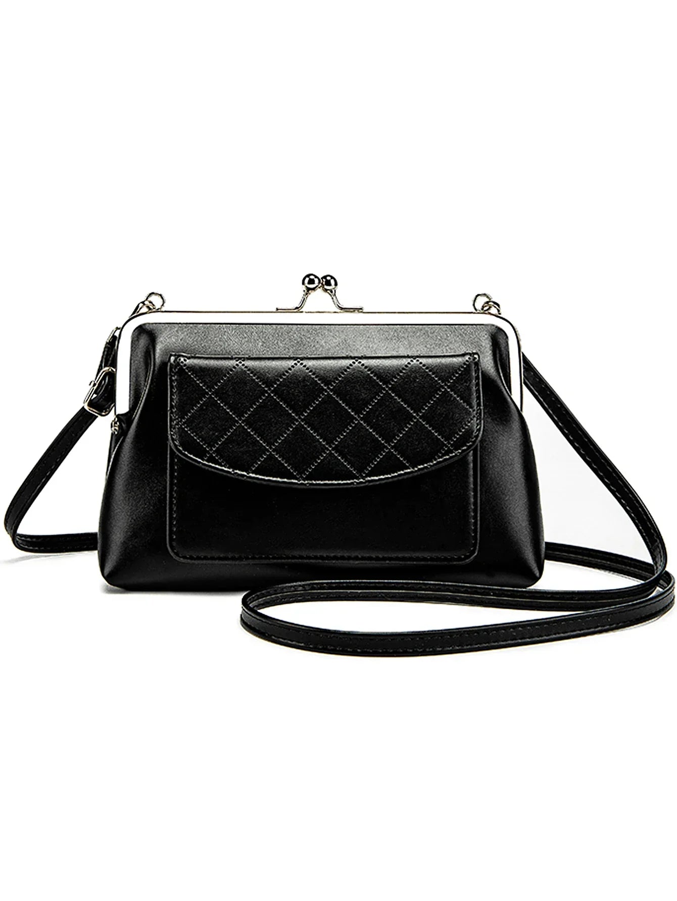 Dame Crossbody Veske med Leppeformet Lukking i Kunstig Skinn 1