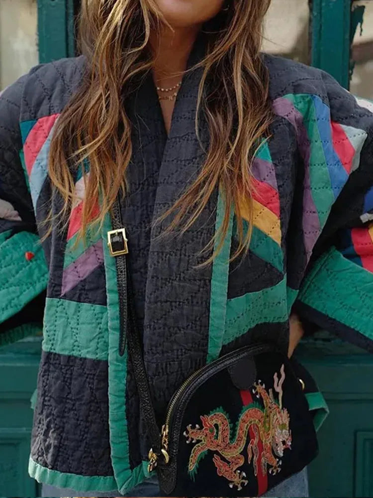 Dame Jakker Vinter Polstret Stripete Polyester 5