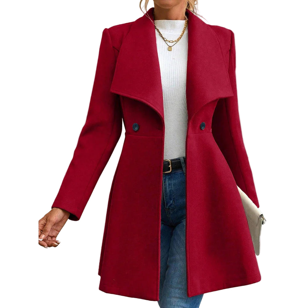 Variant image for Dame Ullfrakk Grå Elegant Taljesnitt Uldblanding-4
