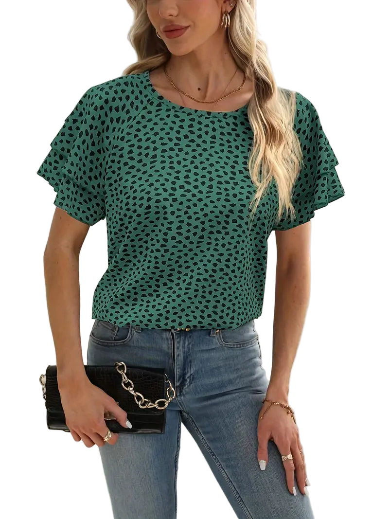Variant image for Dame Bluse Ruffled Polyester Sirkulær Utringning-1