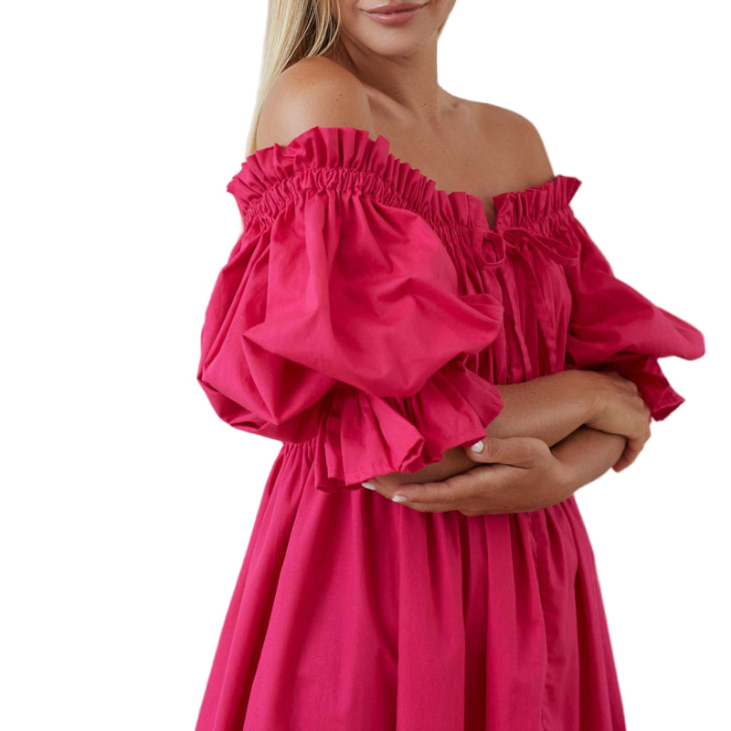 Dame Minikjole Off-Shoulder Puffet Ermer Polyester-1