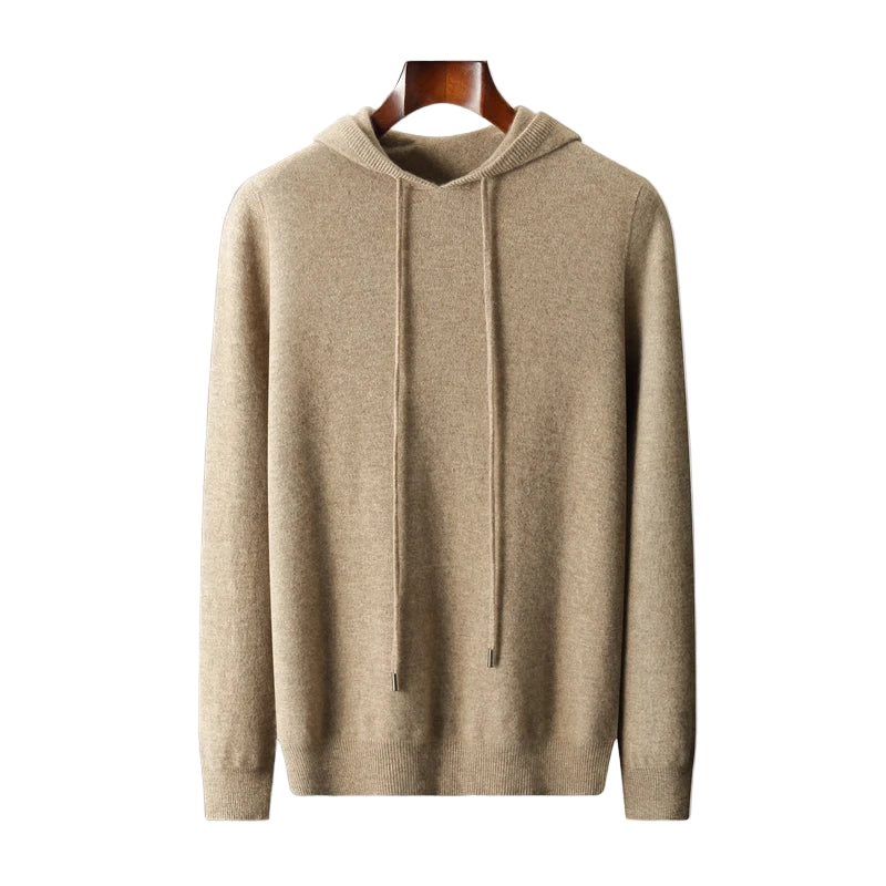 Herre Hættetrøye Beige Komfortabel Uldblanding Casual Myk 80% Ull 20% Polyester-1