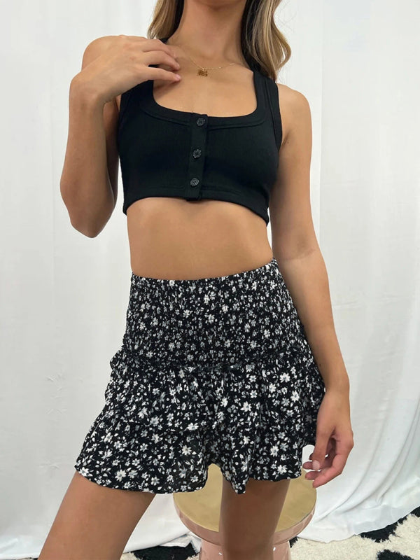 Skjørt Dame A-Linjeet Plisserte Blomsterprint Polyester 9