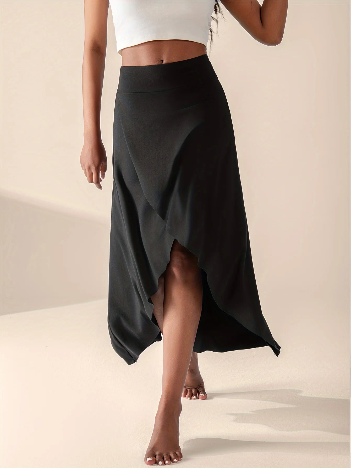 Skjørt Dame Med Shorts Asymmetrisk Flared Design 1