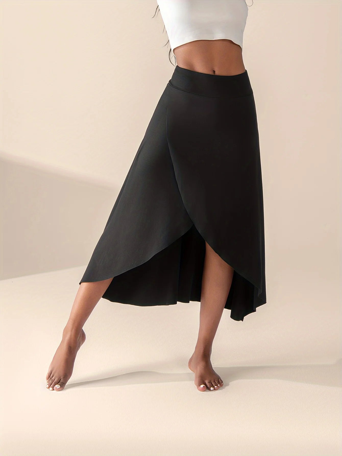 Skjørt Dame Med Shorts Asymmetrisk Flared Design 3