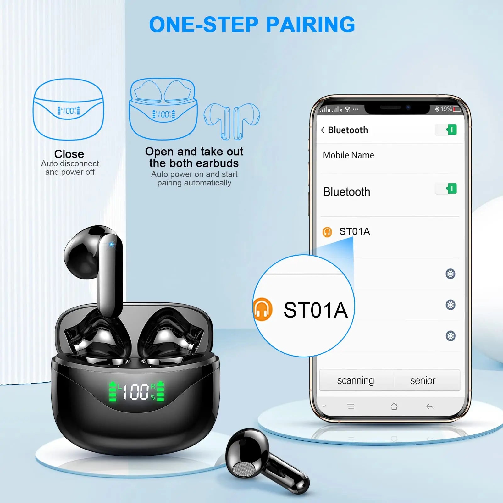 Trådløse Hodetelefoner med Støydemping og LED-skjerm for Trening 5
