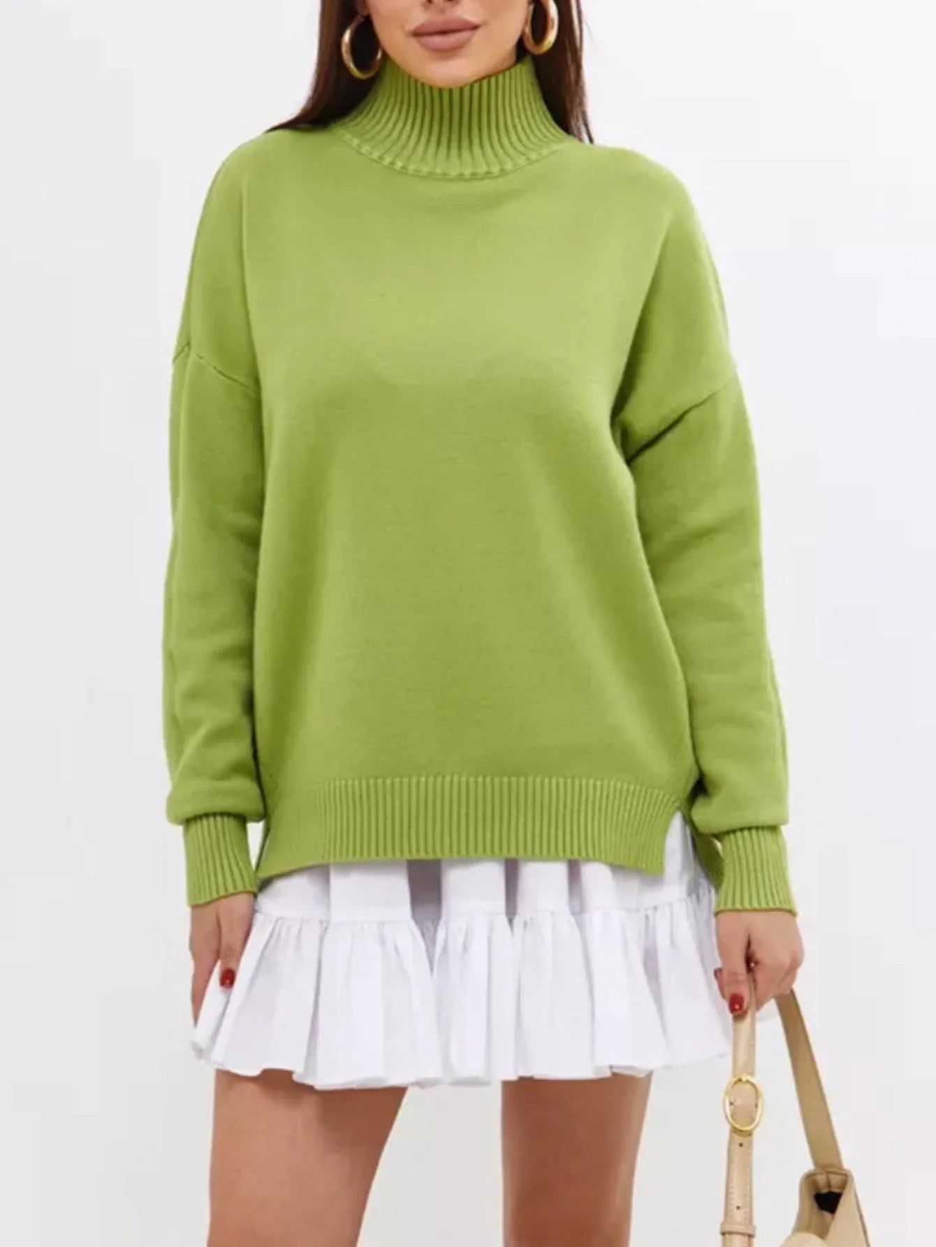 Ullgenser Dame Oversized med Halvhøy Hals 4