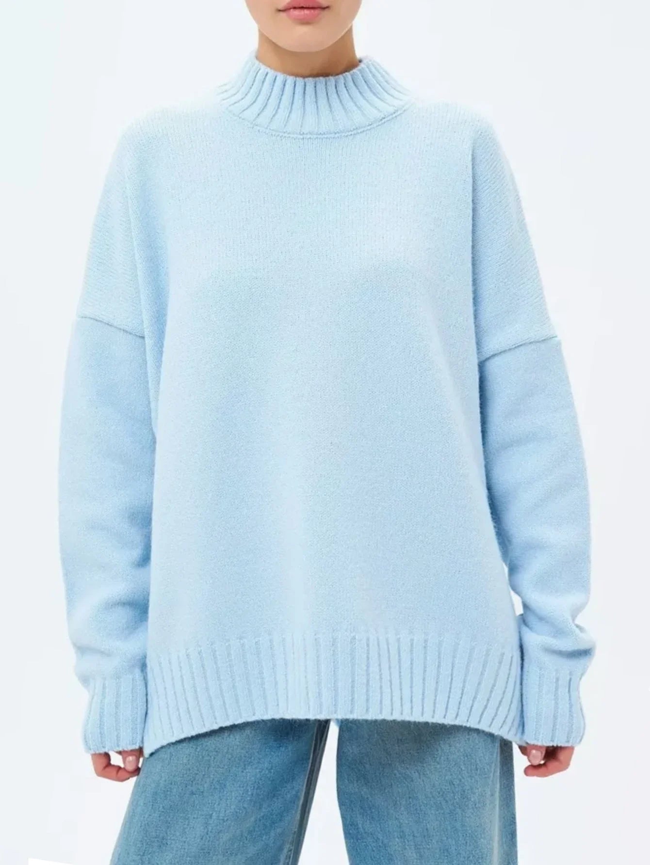 Ullgenser Dame Oversized med Halvhøy Hals 7