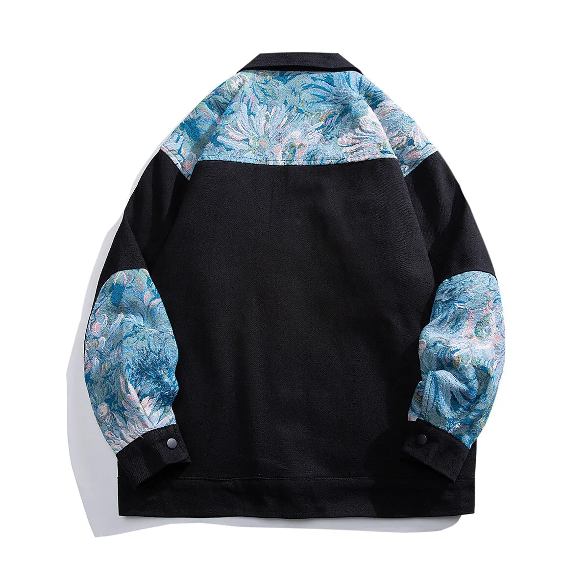 Unisex Denimjakke med Blomsterpaneler Løs Passform 4