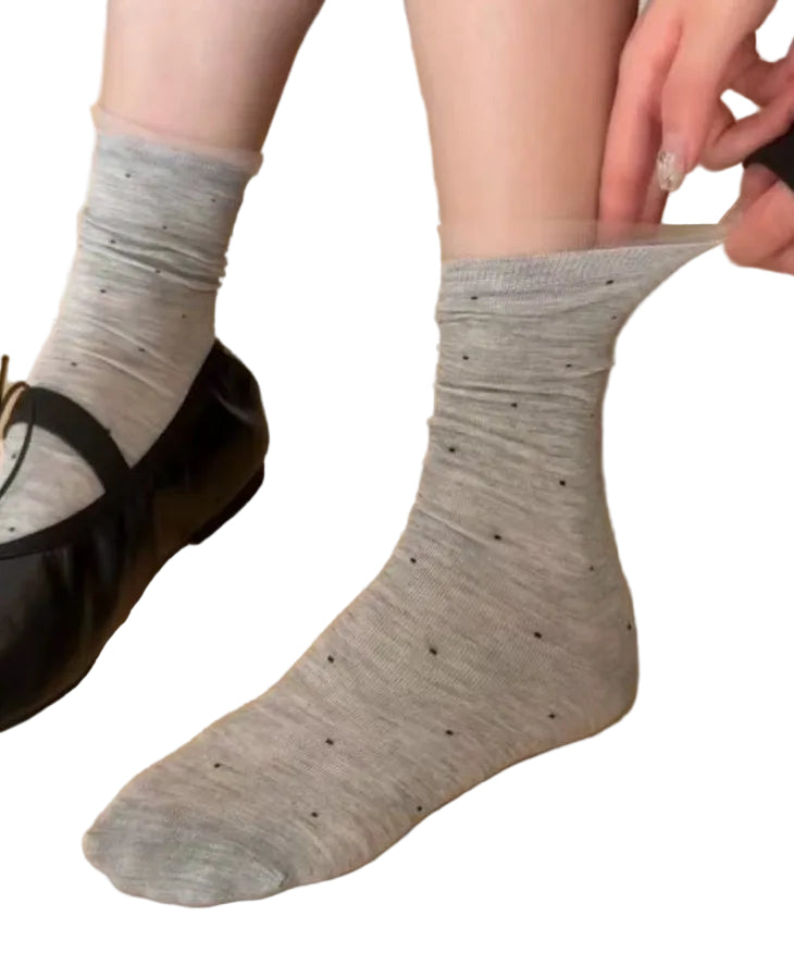 Unisex Midt På Leggen Sokker Med Prikkemønster Og Patchwork 0