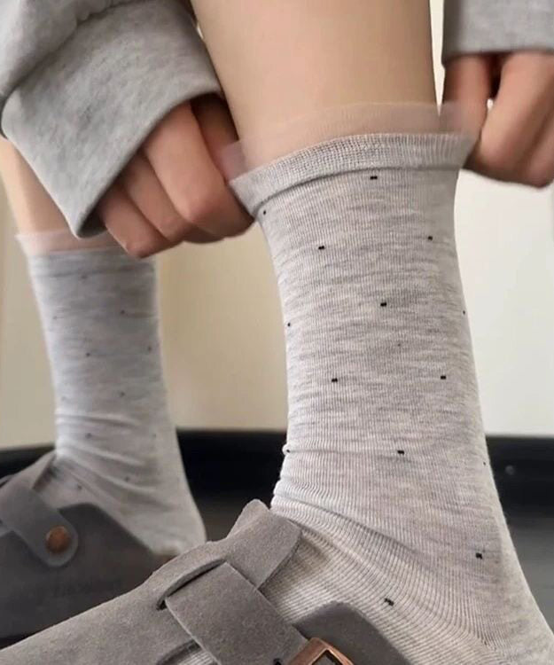 Unisex Midt På Leggen Sokker Med Prikkemønster Og Patchwork 3