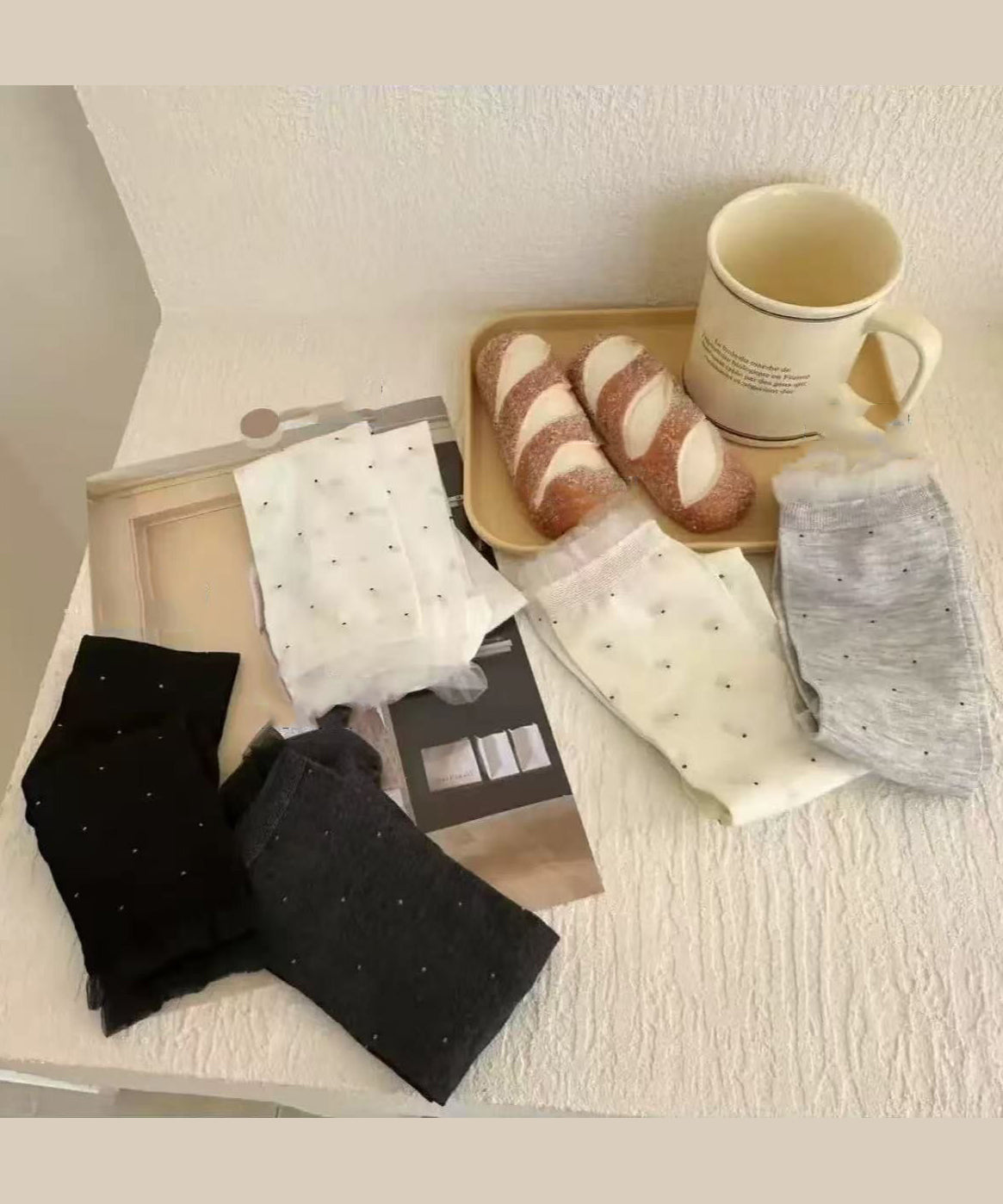 Unisex Midt På Leggen Sokker Med Prikkemønster Og Patchwork 4