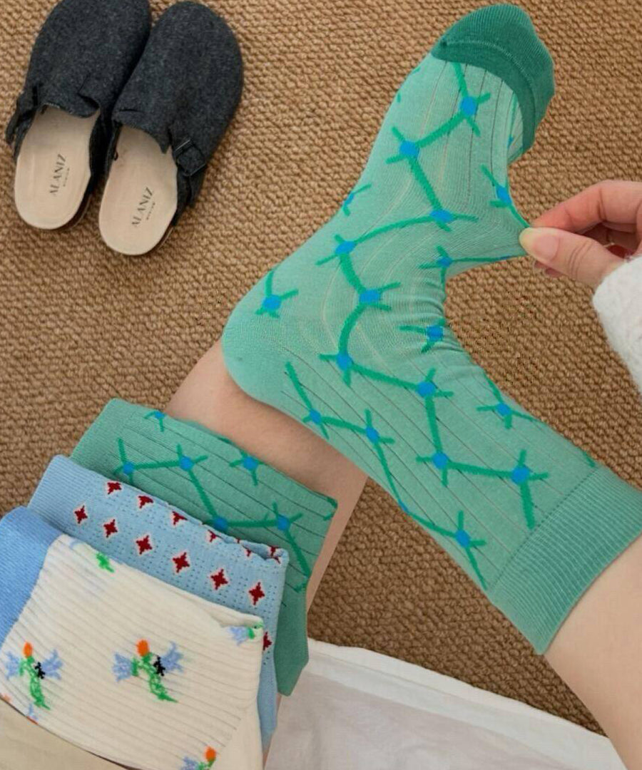 Unisex Midtkalvsokker Kontrasterende Design 4