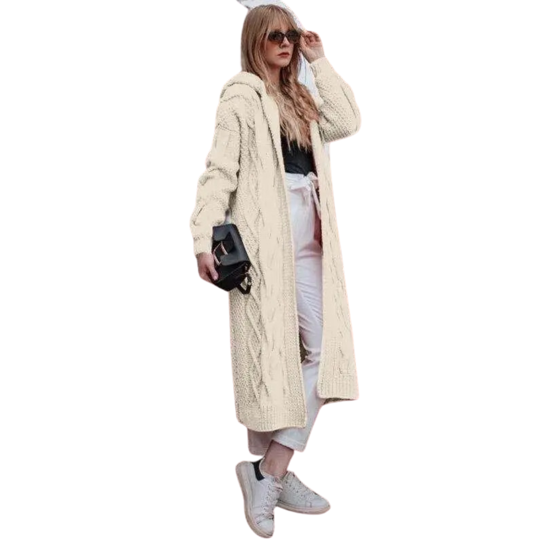 Twist strikket hettecardigan for kvinner