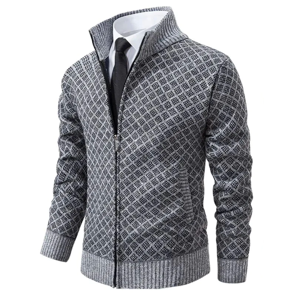 Herre Cardigan Jakke Jacquard Myk Komfort-1