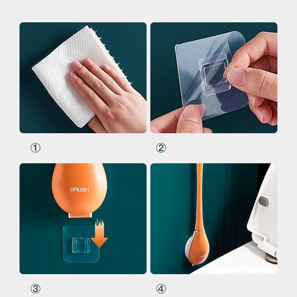 Veggmontert Silikon Toalettbørste med Ergonomisk Håndtak 2