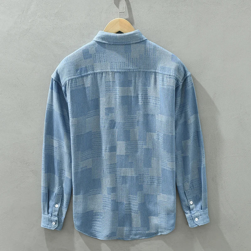 Herre Lappeteppe Skjorte Pustende Bomull Polyester 3