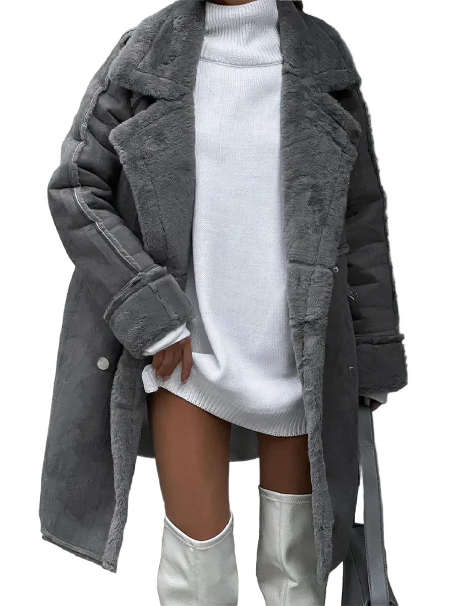 Vinter Dame Jakke Teddykappe med Vindtett Design 2