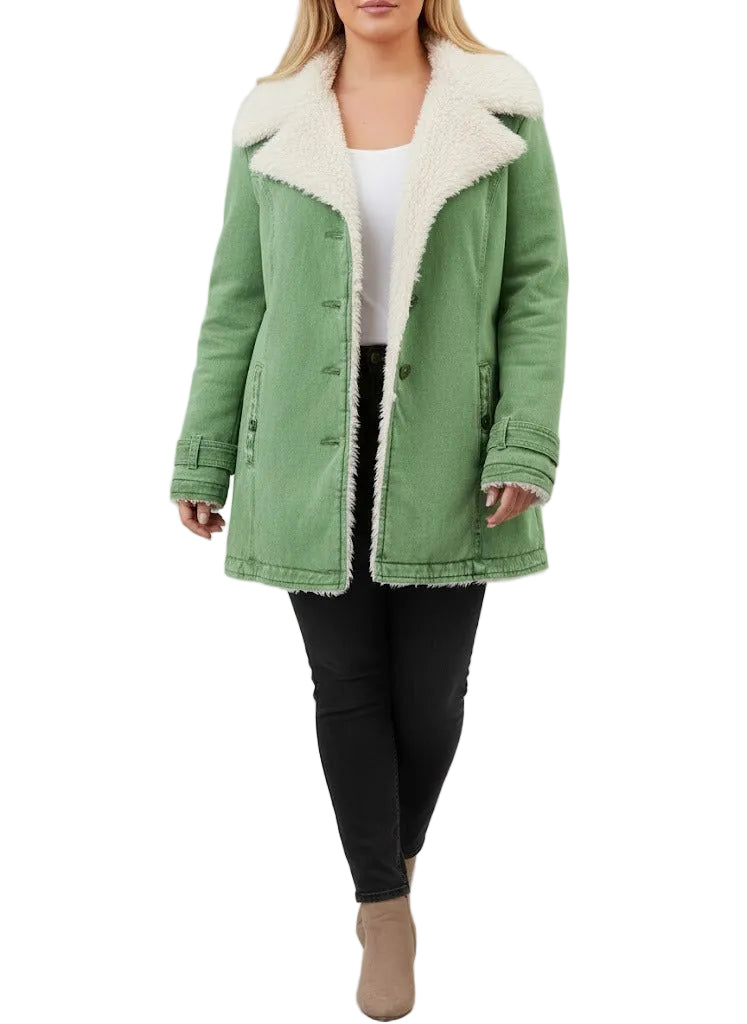 Vinterjakke Dame Med Sherpa-fôr Moderne Design 0