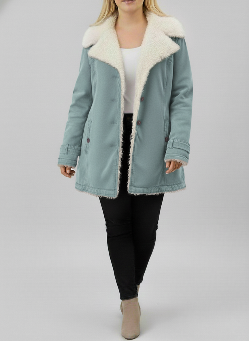 Vinterjakke Dame Med Sherpa-fôr Moderne Design 5