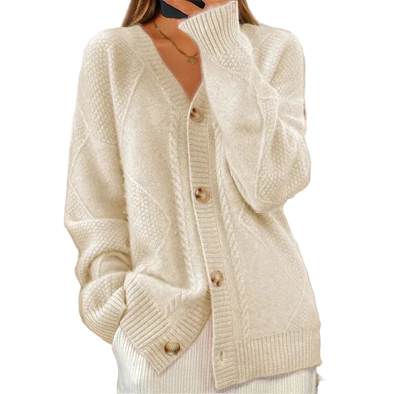 Women's Cardigan with Cable Knit Design 0