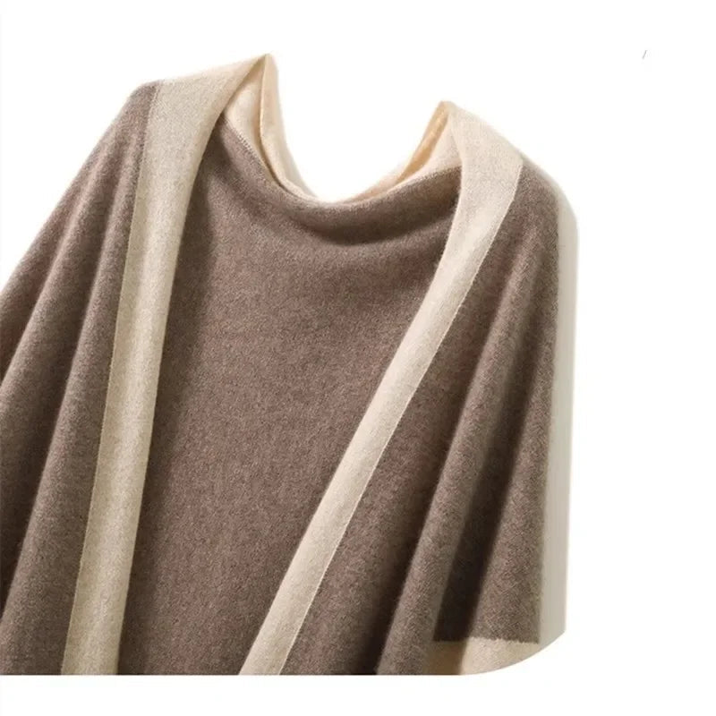 Women's Triangle Shawl with Contrast Edge 2