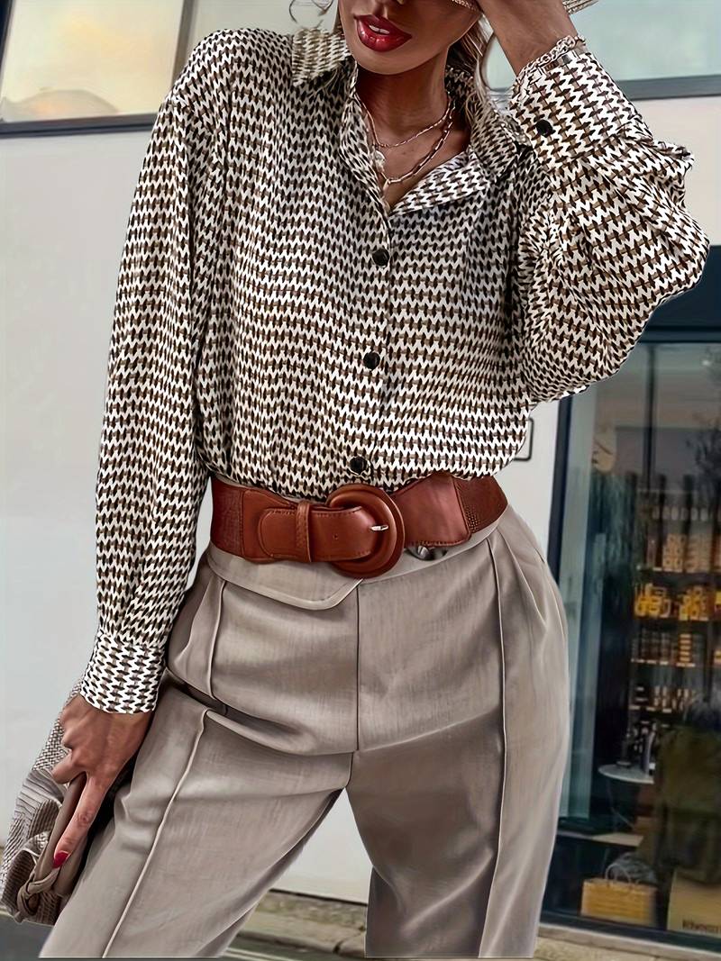 Kvinne Vintage Bluse Langermet