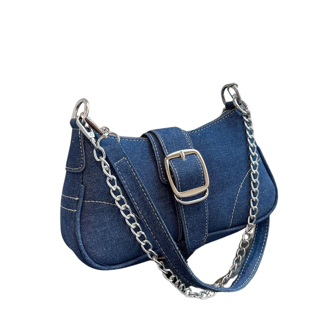 Crossbody-veske i denim for kvinner